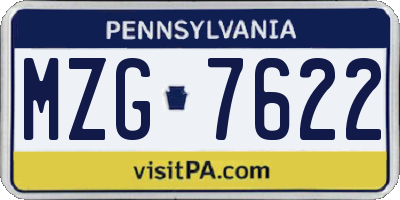 PA license plate MZG7622