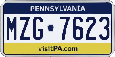PA license plate MZG7623