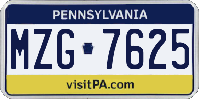 PA license plate MZG7625