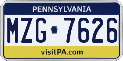 PA license plate MZG7626