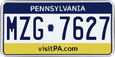 PA license plate MZG7627