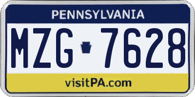 PA license plate MZG7628