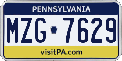 PA license plate MZG7629
