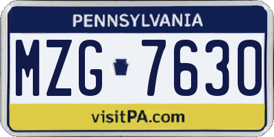 PA license plate MZG7630