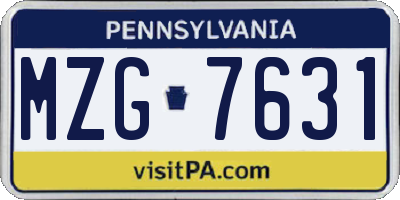 PA license plate MZG7631