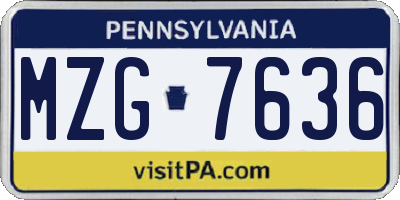 PA license plate MZG7636