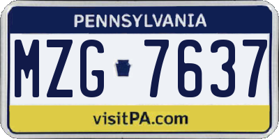PA license plate MZG7637