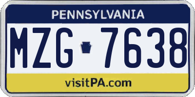 PA license plate MZG7638