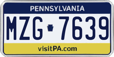 PA license plate MZG7639