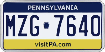 PA license plate MZG7640