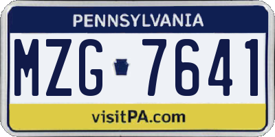 PA license plate MZG7641