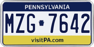 PA license plate MZG7642