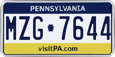 PA license plate MZG7644