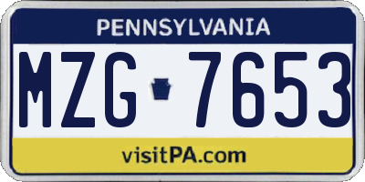 PA license plate MZG7653