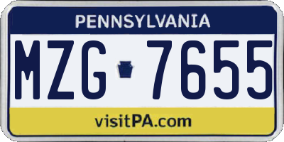 PA license plate MZG7655