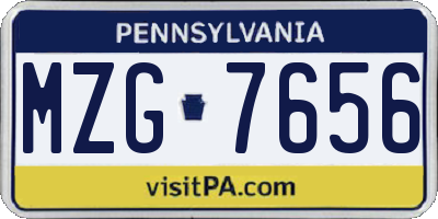 PA license plate MZG7656