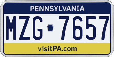 PA license plate MZG7657
