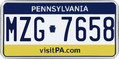 PA license plate MZG7658
