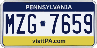 PA license plate MZG7659