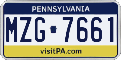PA license plate MZG7661