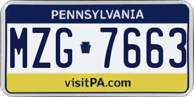 PA license plate MZG7663