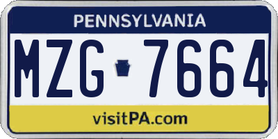 PA license plate MZG7664