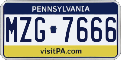 PA license plate MZG7666