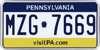 PA license plate MZG7669