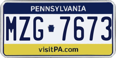 PA license plate MZG7673