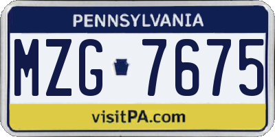 PA license plate MZG7675