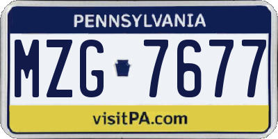 PA license plate MZG7677