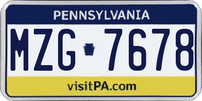 PA license plate MZG7678
