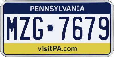 PA license plate MZG7679