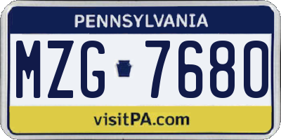 PA license plate MZG7680