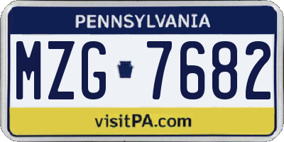 PA license plate MZG7682