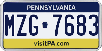 PA license plate MZG7683