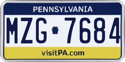 PA license plate MZG7684