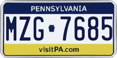 PA license plate MZG7685