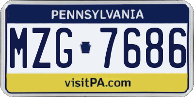 PA license plate MZG7686