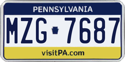 PA license plate MZG7687