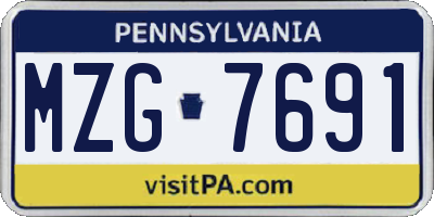 PA license plate MZG7691