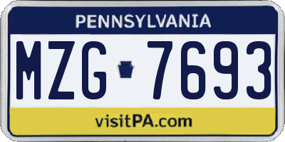 PA license plate MZG7693