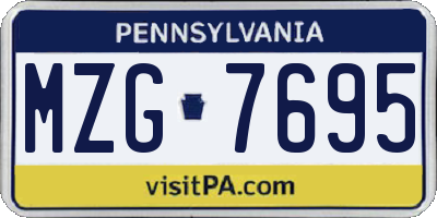PA license plate MZG7695
