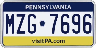 PA license plate MZG7696