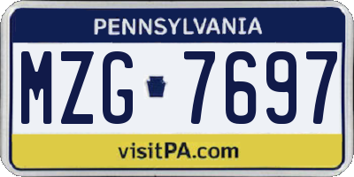 PA license plate MZG7697