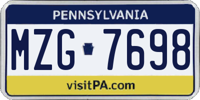 PA license plate MZG7698
