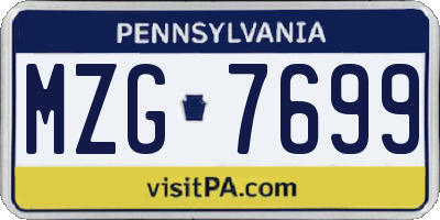PA license plate MZG7699