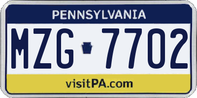 PA license plate MZG7702