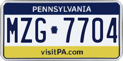 PA license plate MZG7704