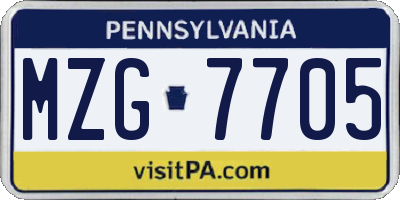 PA license plate MZG7705